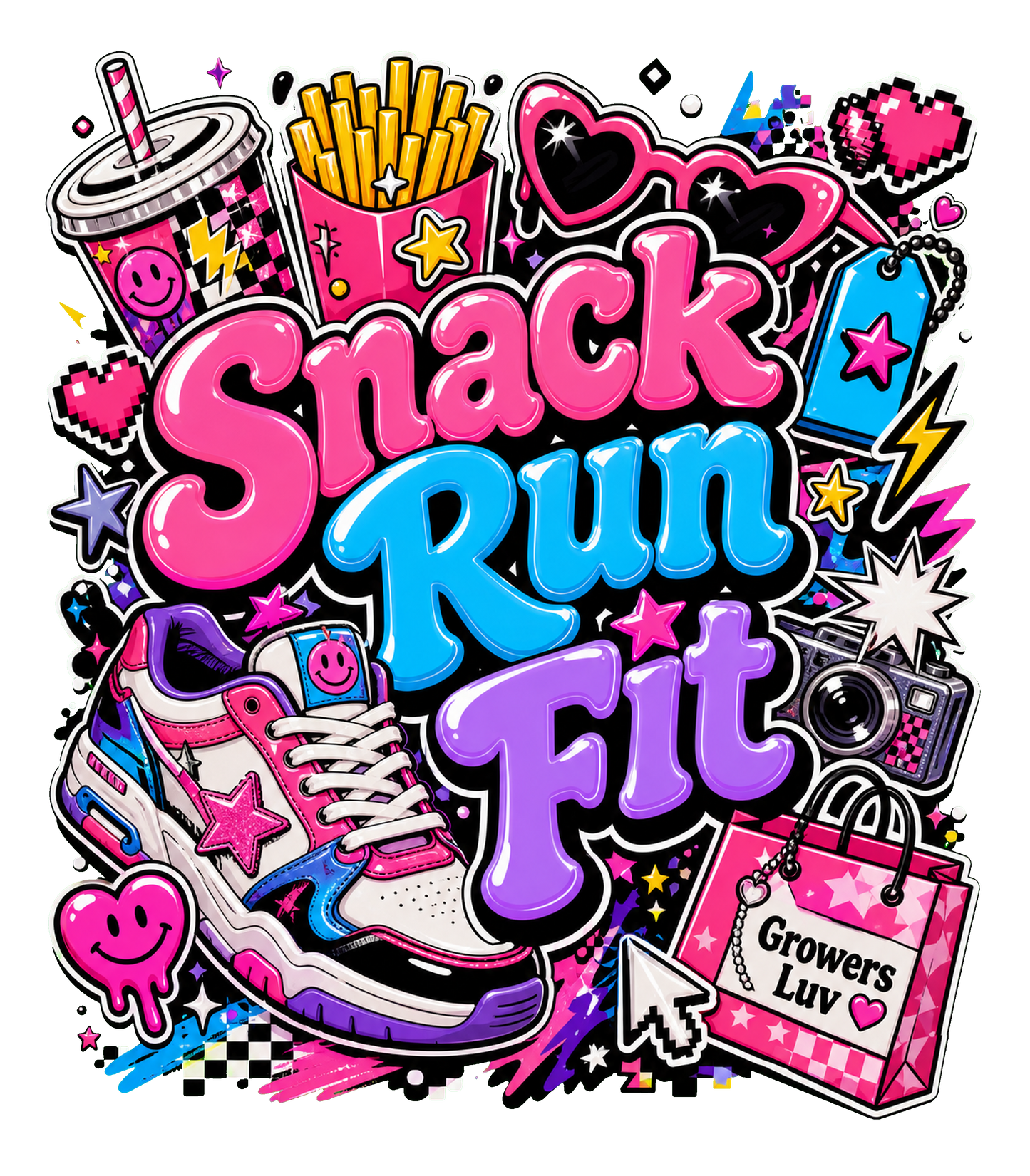 Snack Run Fit Women's Bella Canvas Graphic Tee artwork detail