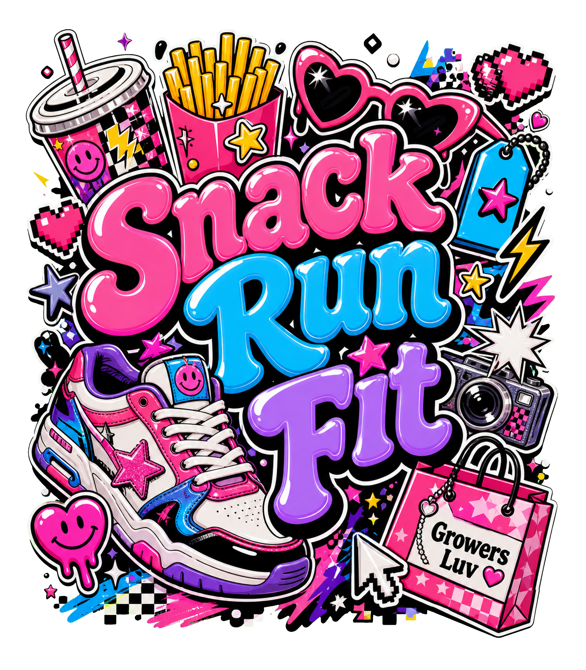 Snack Run Fit Women's Bella Canvas Graphic Tee artwork detail