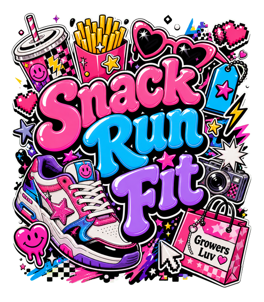 Snack Run Fit Women's Bella Canvas Graphic Tee artwork detail