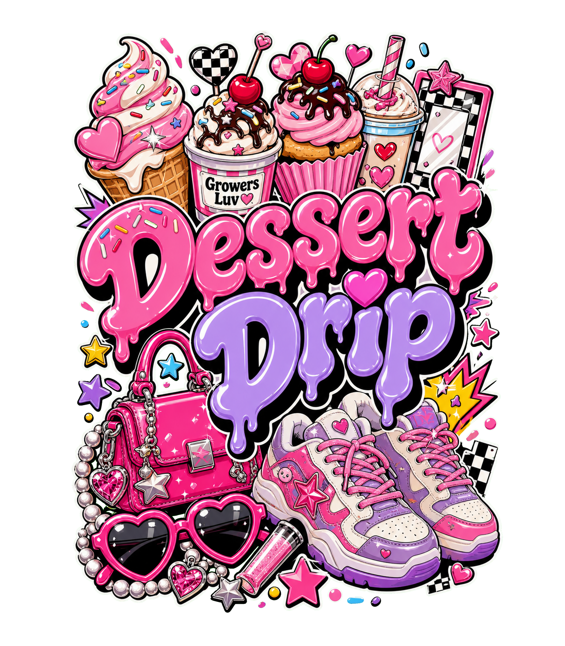 Dessert Drip Women's Bella Canvas Graphic Tee artwork detail