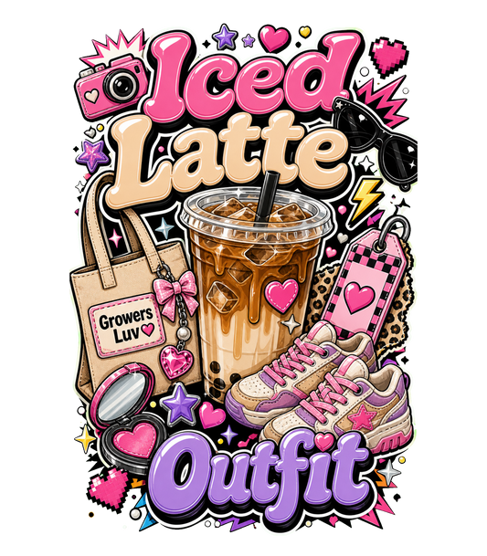 Iced Latte Outfit Women's Bella Canvas Graphic Tee artwork detail