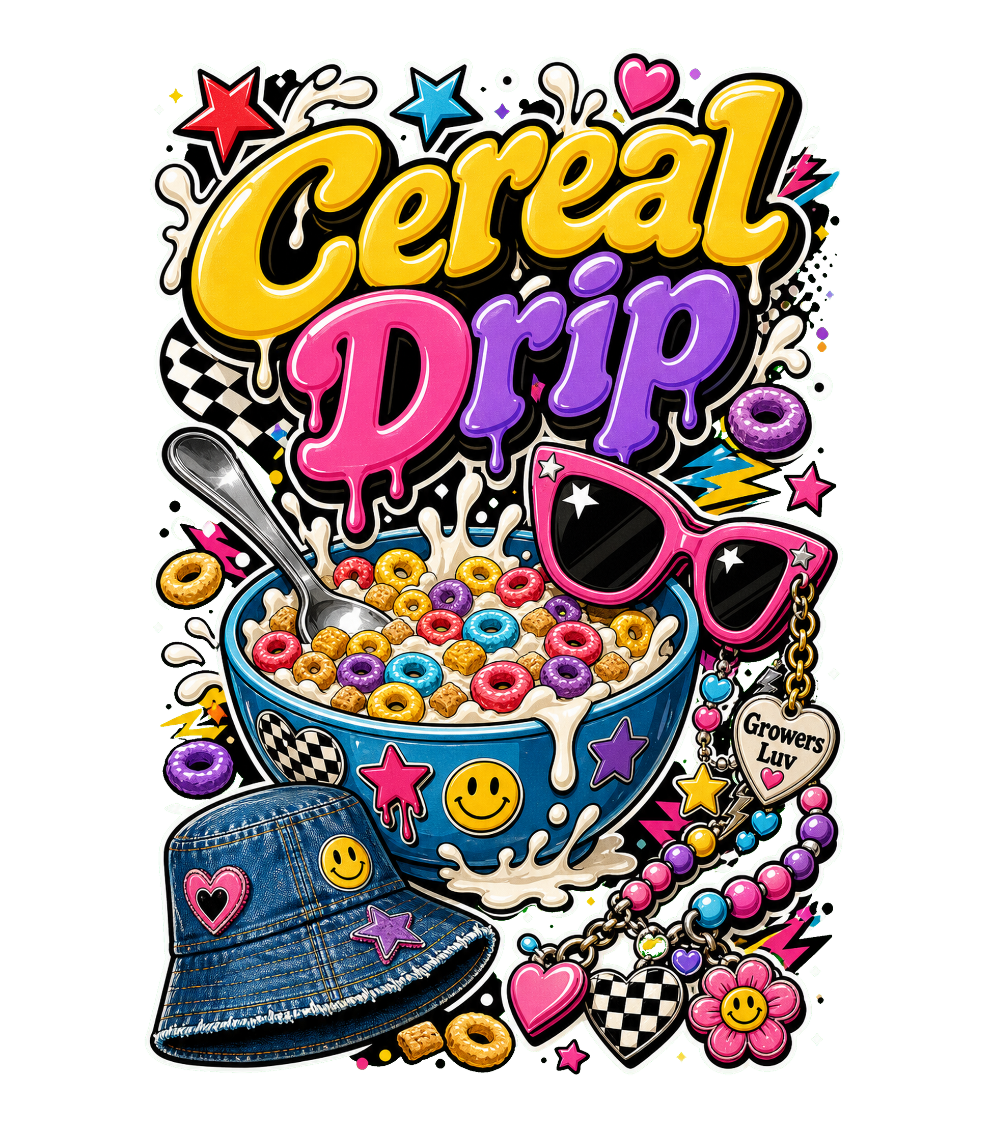 Cereal Drip Women's Bella Canvas Graphic Tee artwork detail