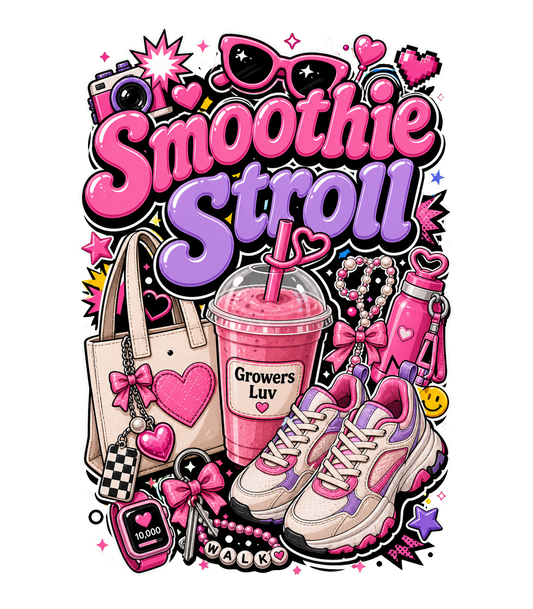 Smoothie Stroll Women's Bella Canvas Graphic Tee artwork detail