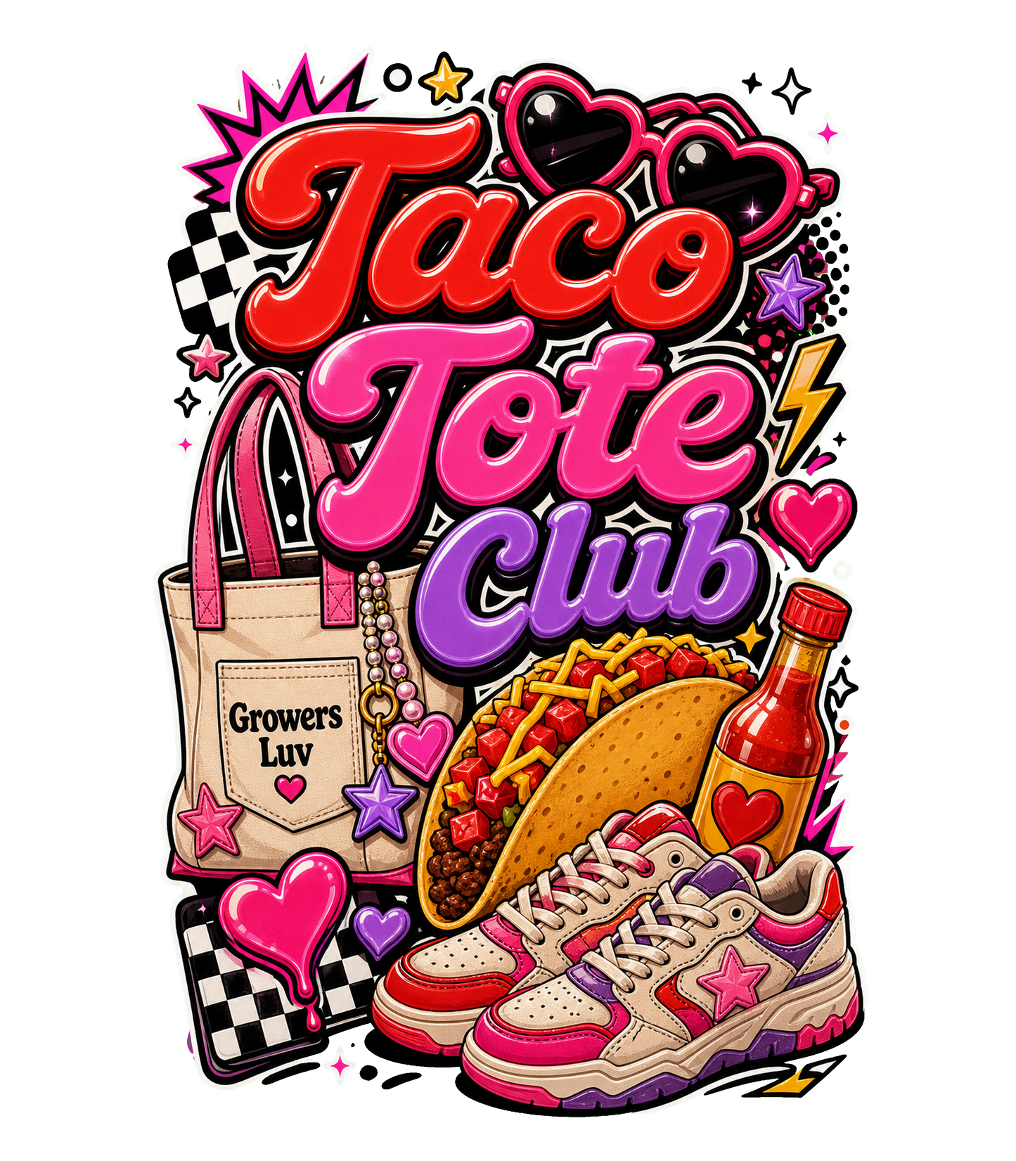Taco Tote Club Women's Bella Canvas Graphic Tee artwork detail