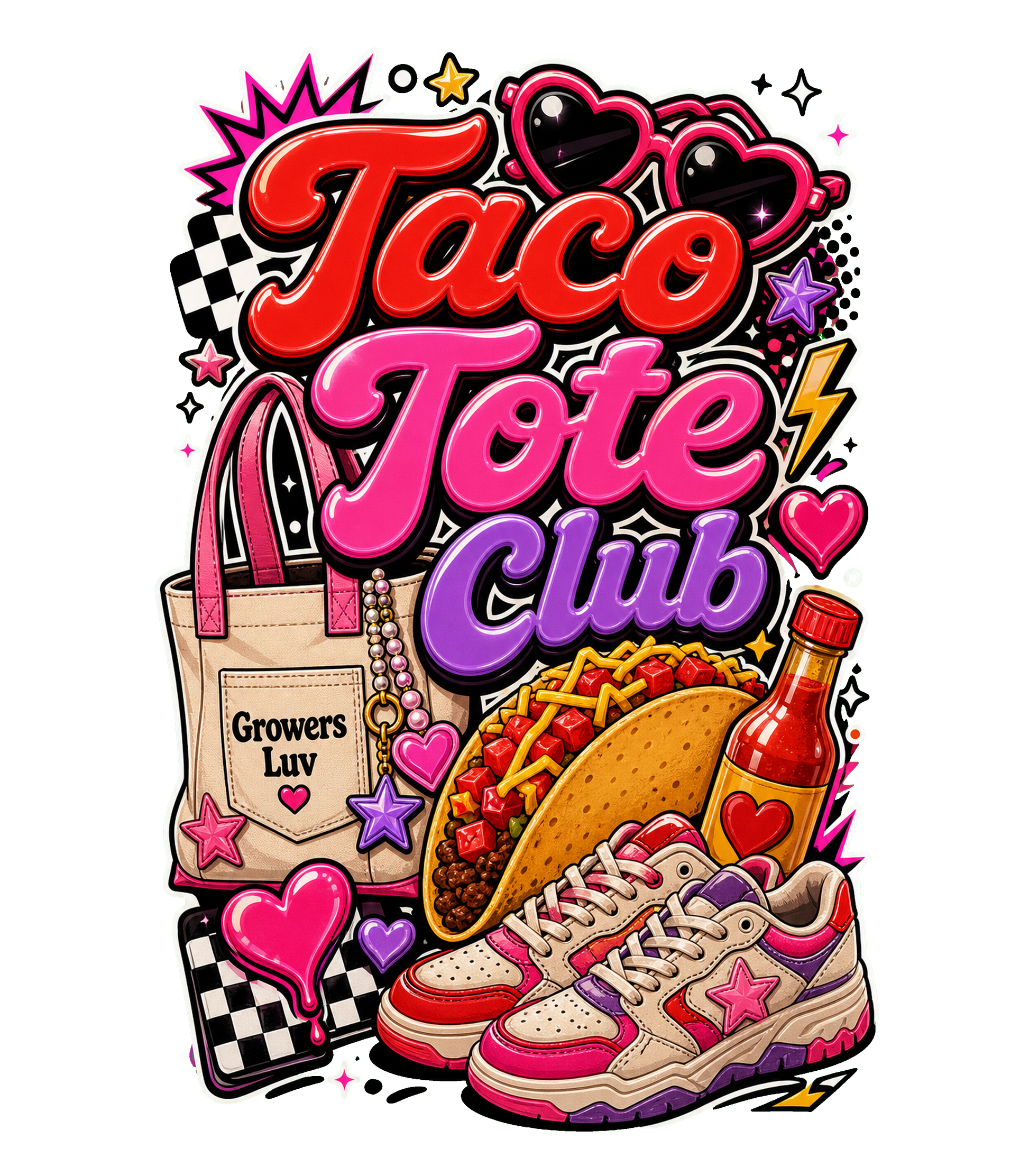 Taco Tote Club Women's Bella Canvas Graphic Tee artwork detail
