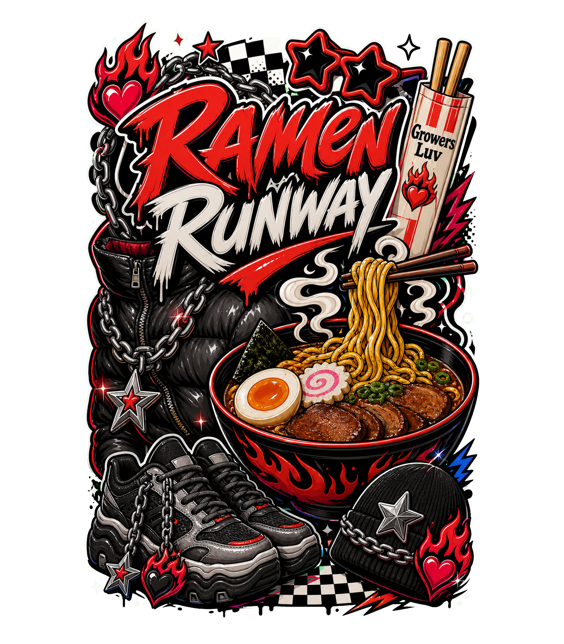 Ramen Runway Women's Bella Canvas Graphic Tee artwork detail