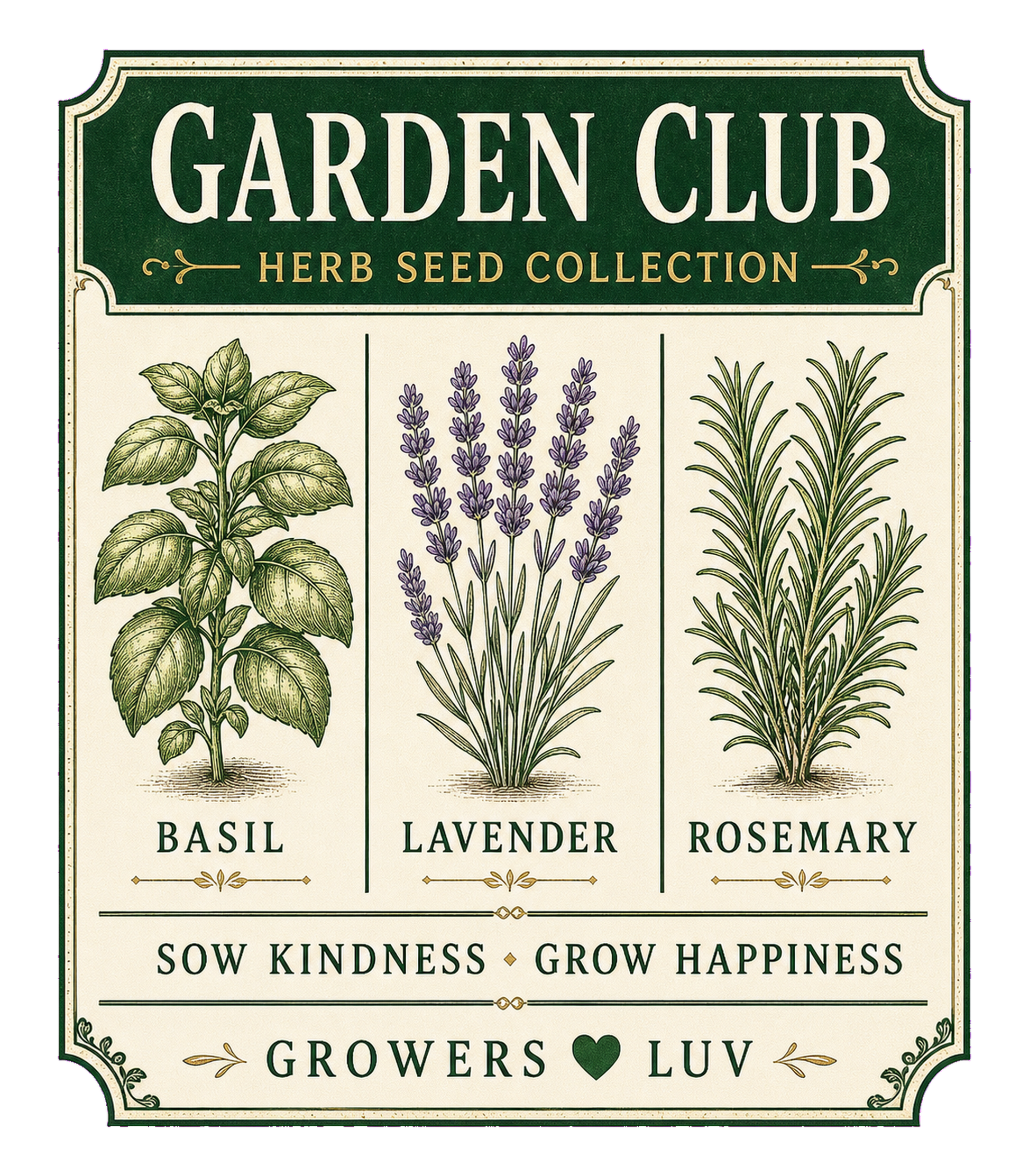 Garden Club Herb Seed Collection Women's Bella Canvas Graphic Tee artwork detail