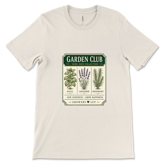 Garden Club Herb Seed Collection Women's Bella Canvas Graphic Tee in Natural