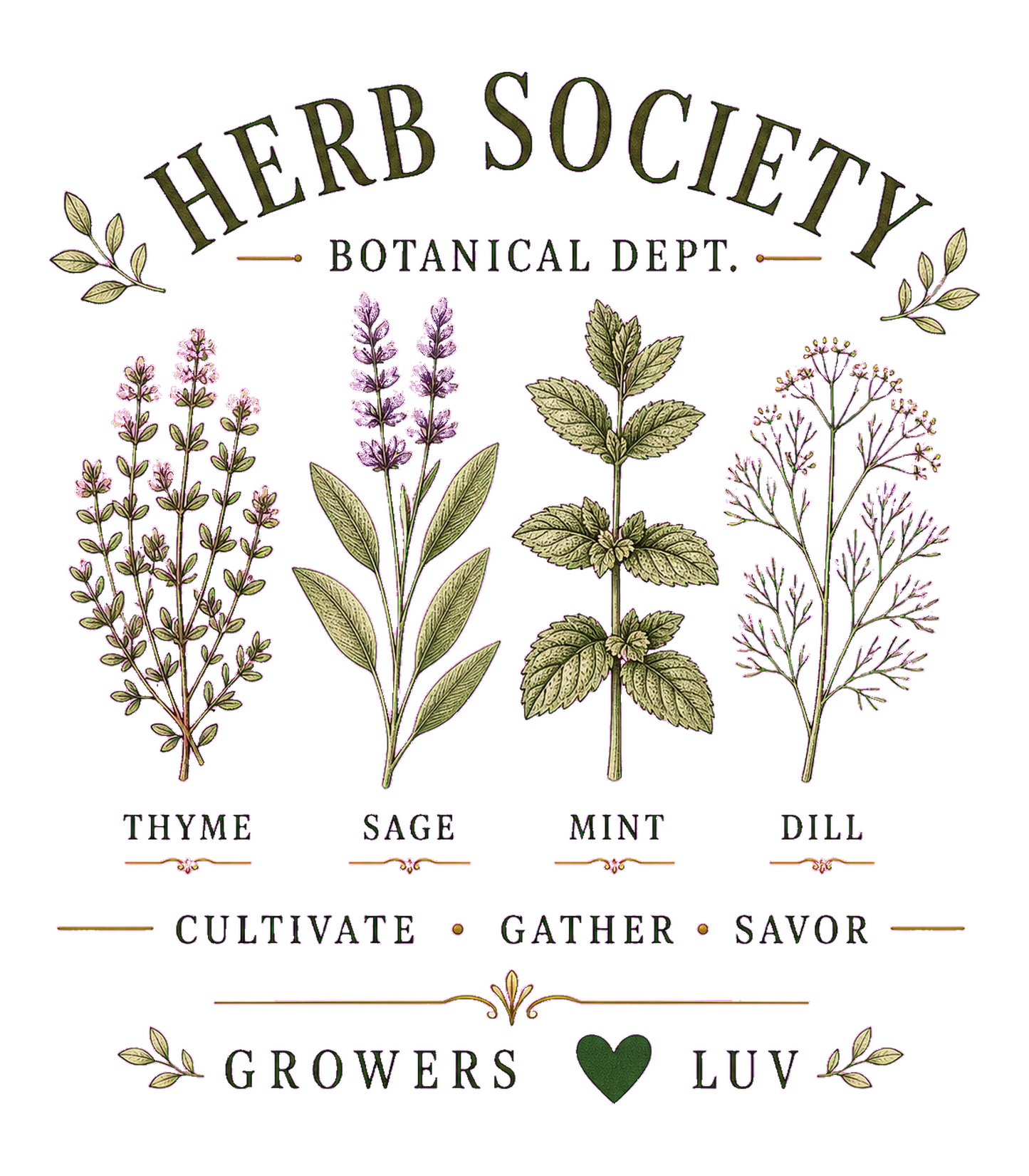 Herb Society Botanical Dept Women's Bella Canvas Graphic Tee artwork detail