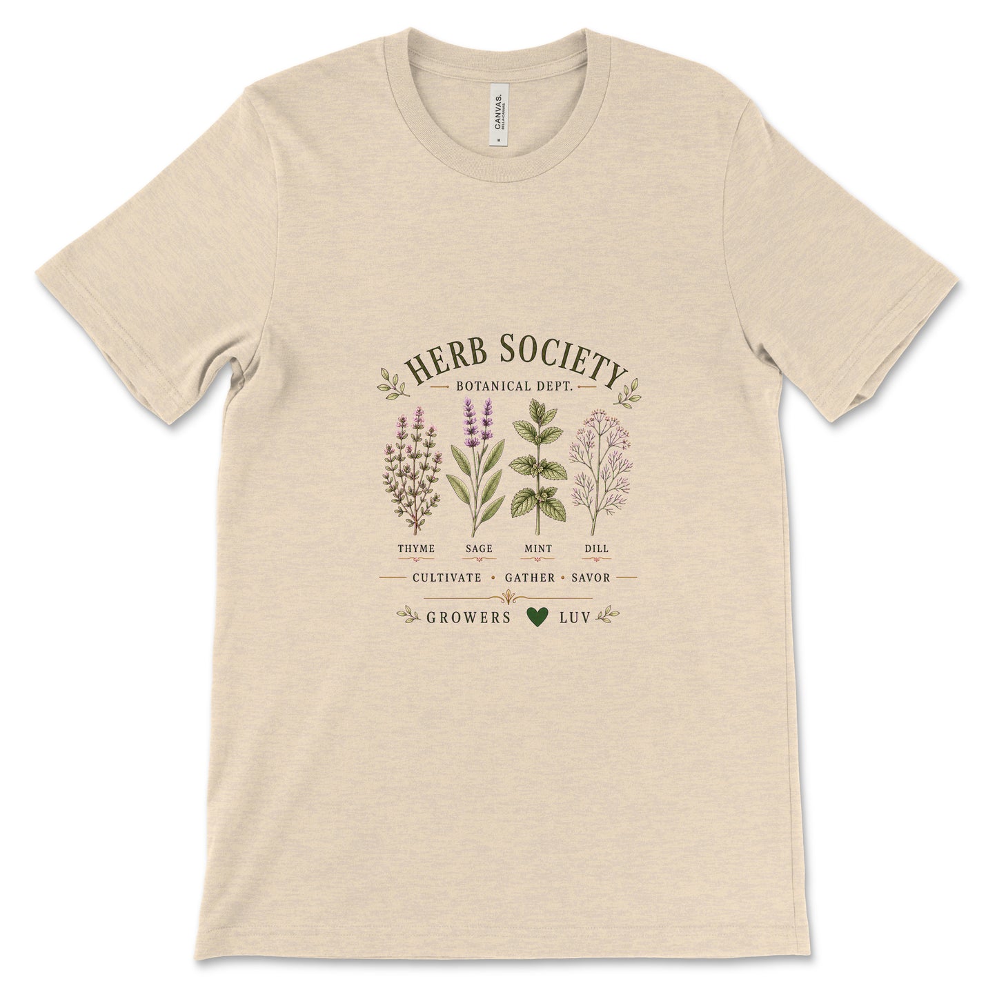 Herb Society Botanical Dept Women's Bella Canvas Graphic Tee in Heather Dust