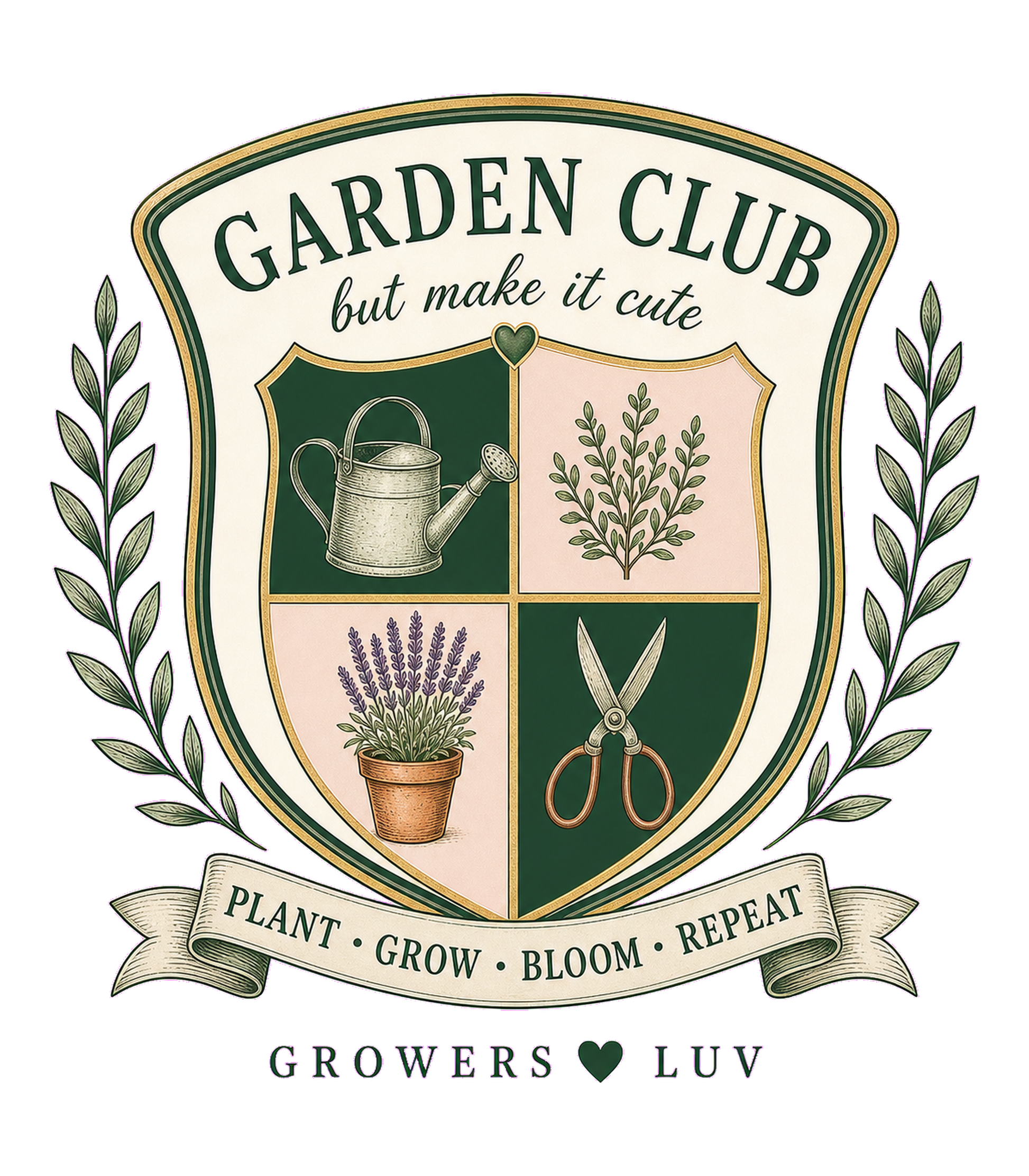 Garden Club Crest Women's Bella Canvas Graphic Tee artwork detail