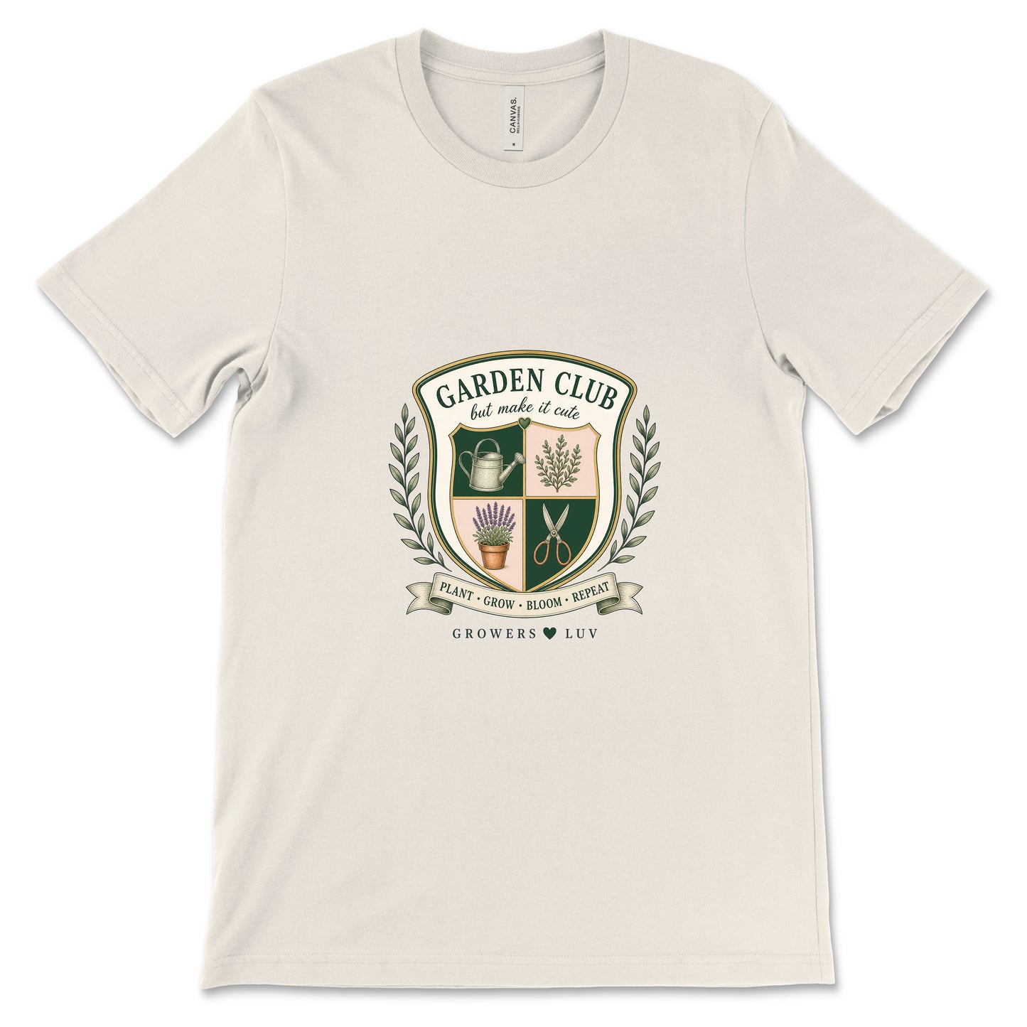 Garden Club Crest Women's Bella Canvas Graphic Tee in Natural