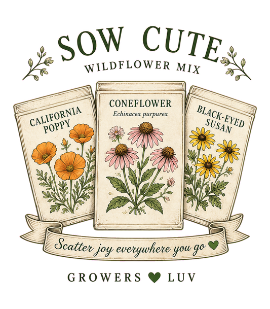 Sow Cute Wildflower Mix Large Natural Tote Bag artwork detail