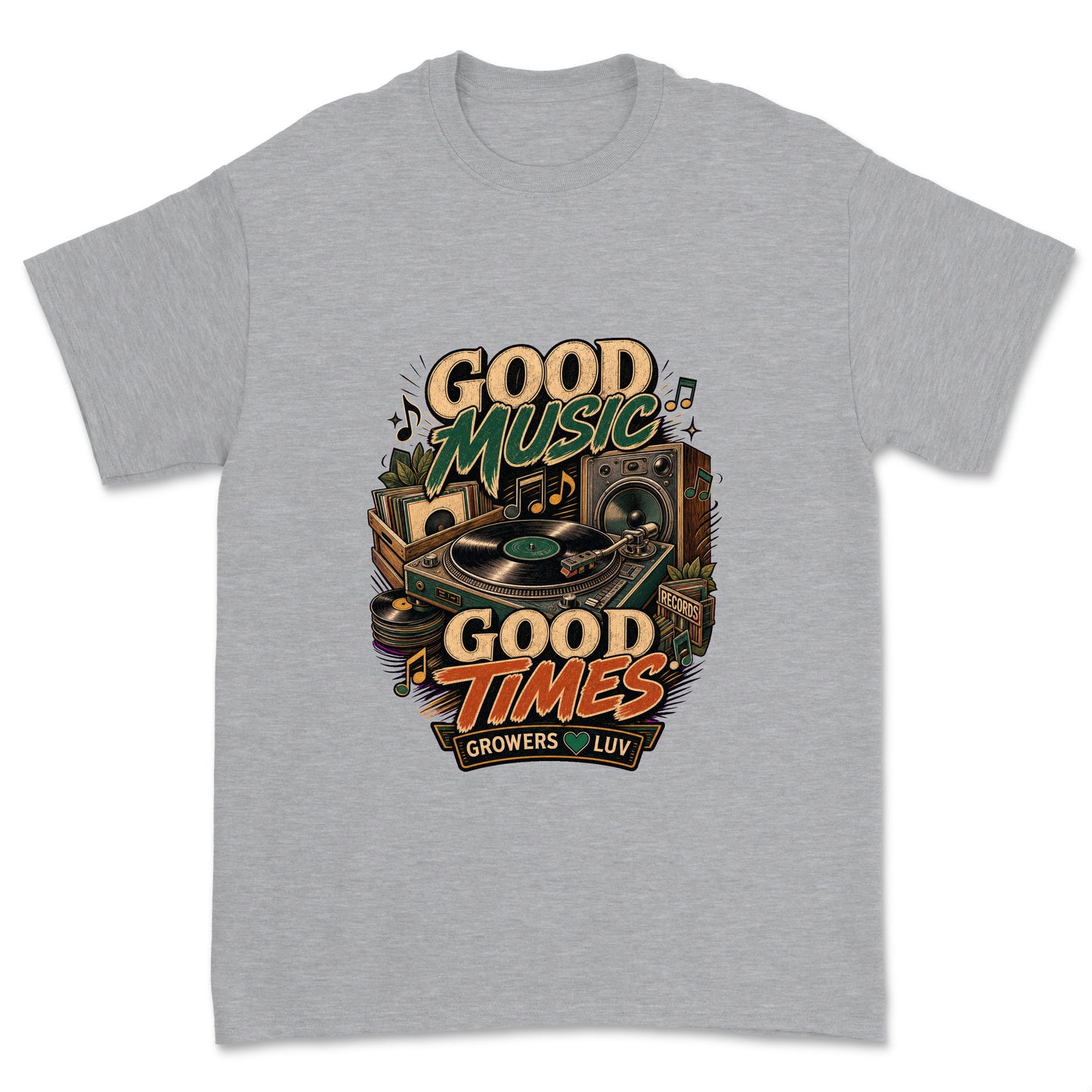 Good Music Good Times Men's Gildan Graphic Tee in Sport Grey Heather