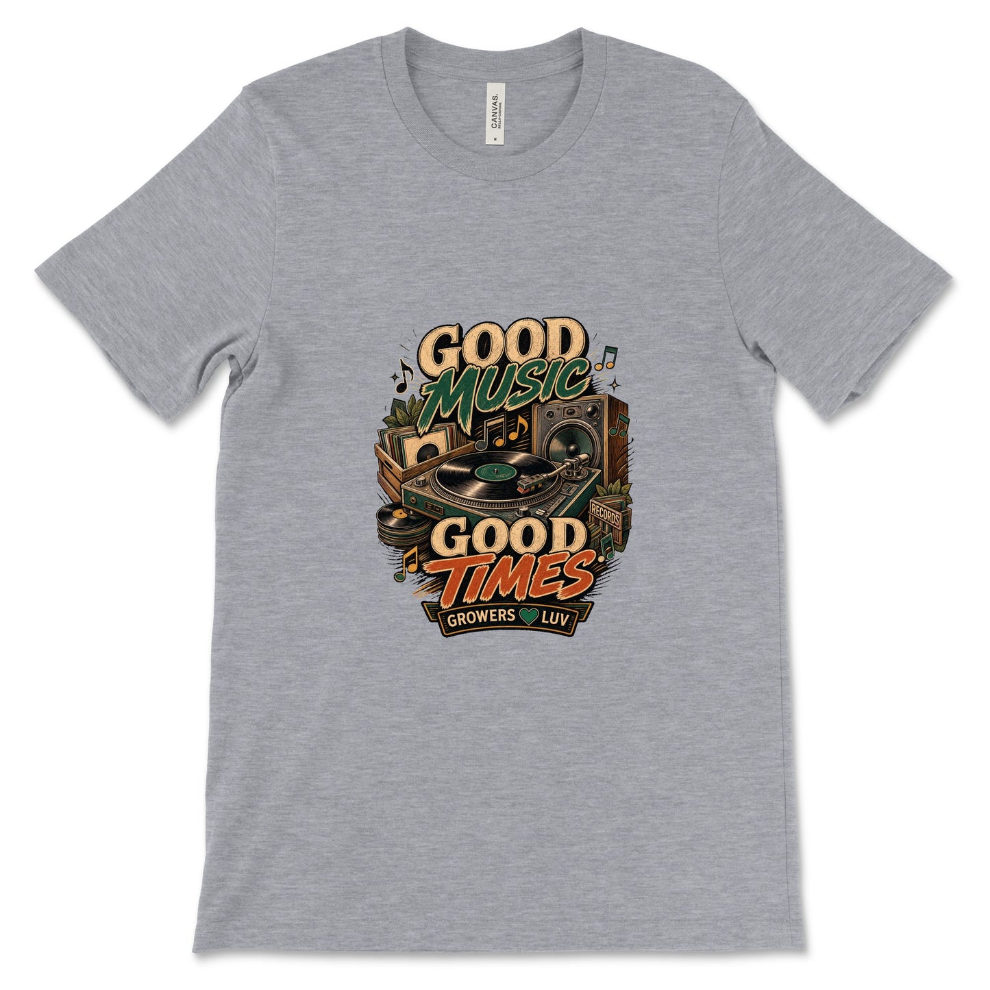 Good Music Good Times Women's Bella Canvas Graphic Tee in Athletic Heather