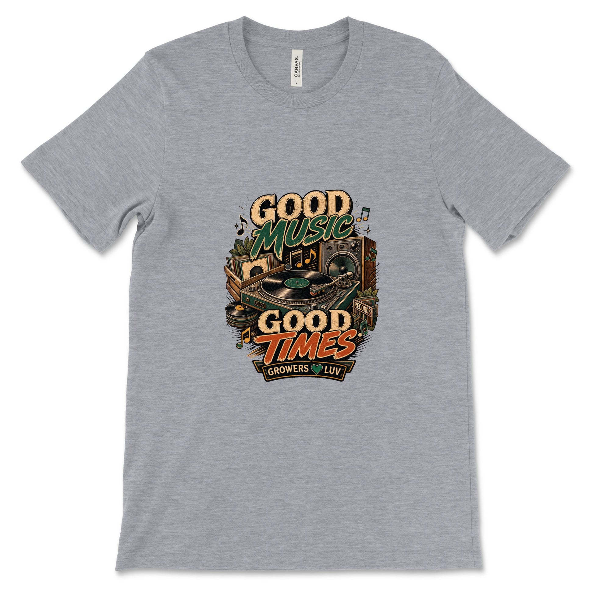 Good Music Good Times Women's Bella Canvas Graphic Tee in Athletic Heather