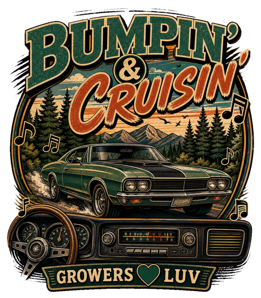 Bumpin And Cruisin Large Natural Tote Bag artwork detail