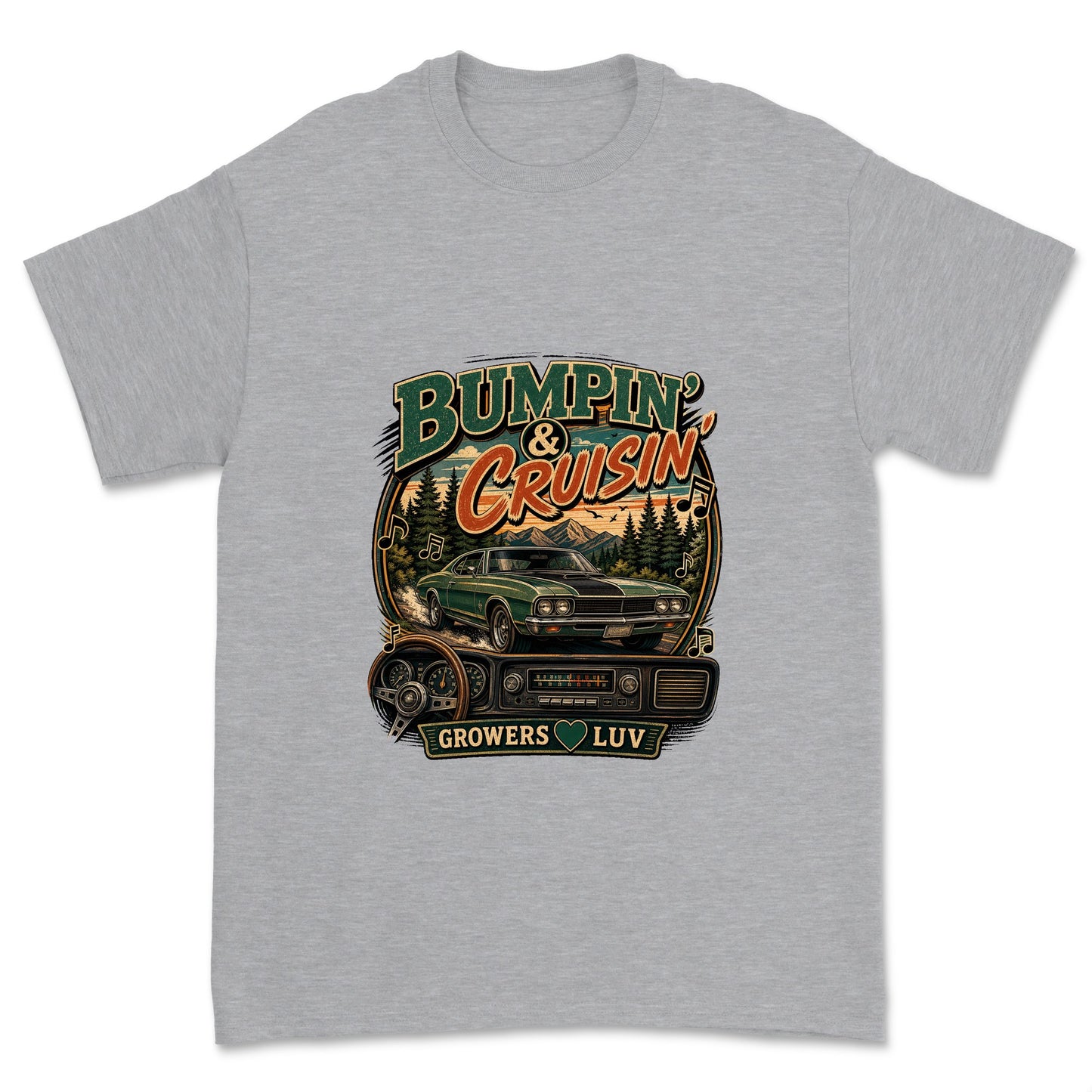 Bumpin And Cruisin Men's Gildan Graphic Tee in Sport Grey Heather