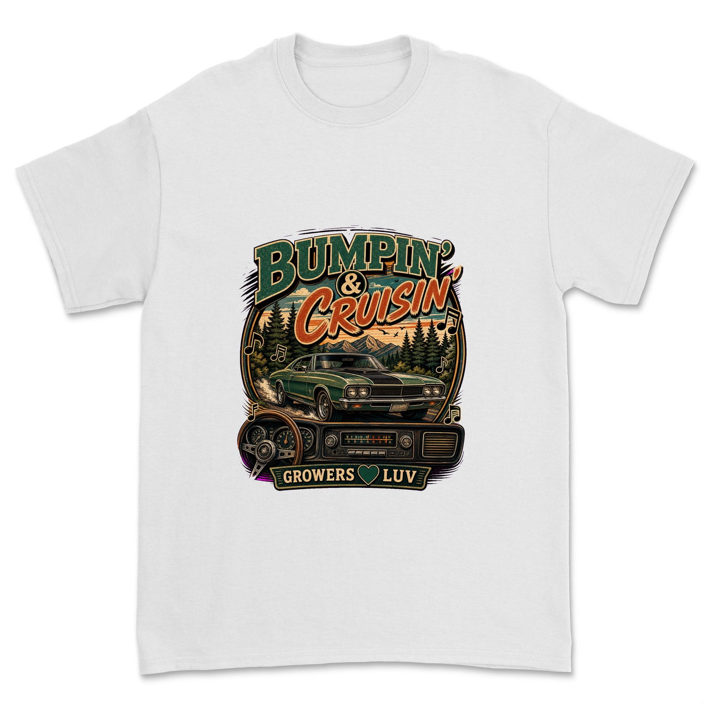 Bumpin And Cruisin Men's Gildan Graphic Tee in White