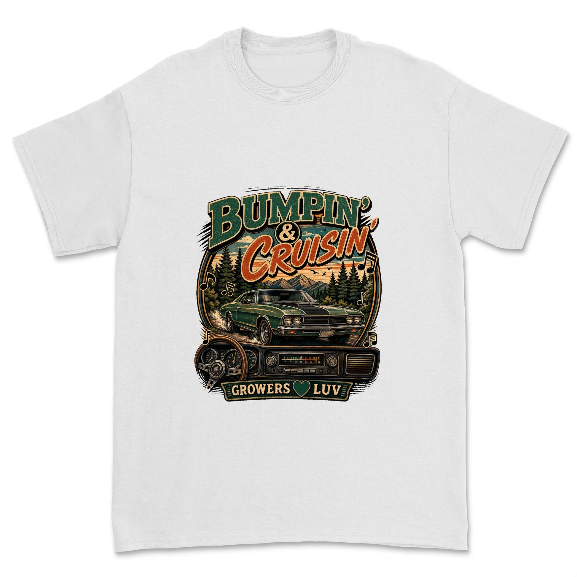 Bumpin And Cruisin Men's Gildan Graphic Tee in White