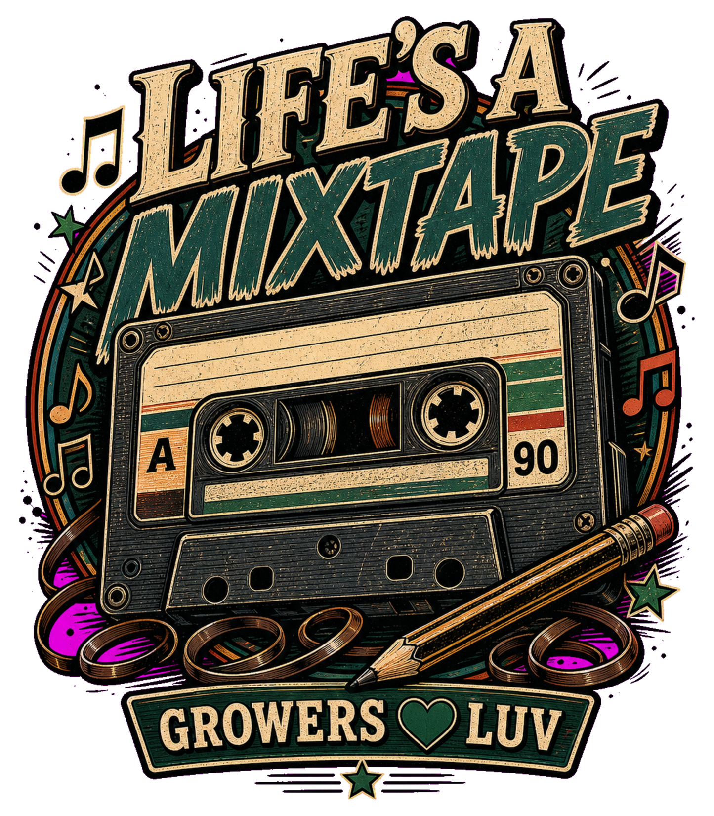 Lifes A Mixtape Women's Bella Canvas Graphic Tee artwork detail