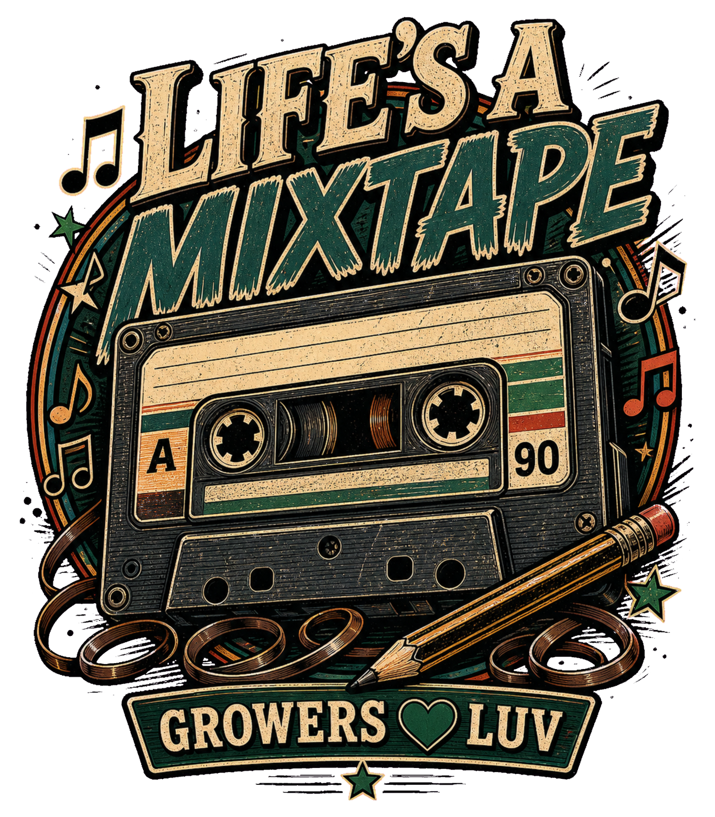 Lifes A Mixtape Large Natural Tote Bag artwork detail