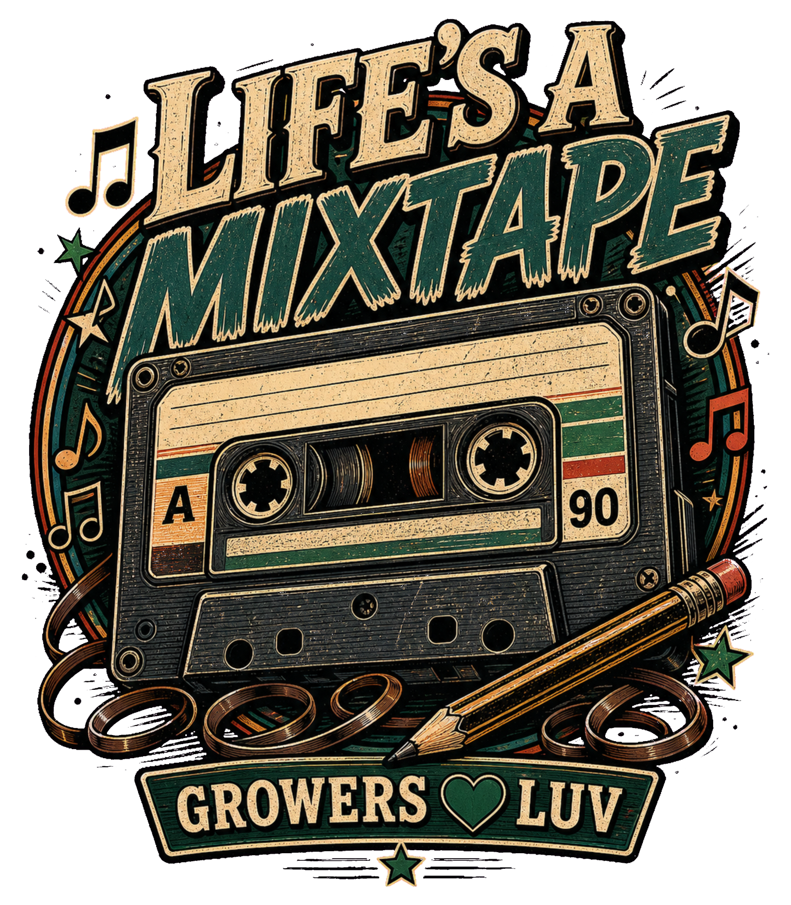 Lifes A Mixtape Large Natural Tote Bag artwork detail