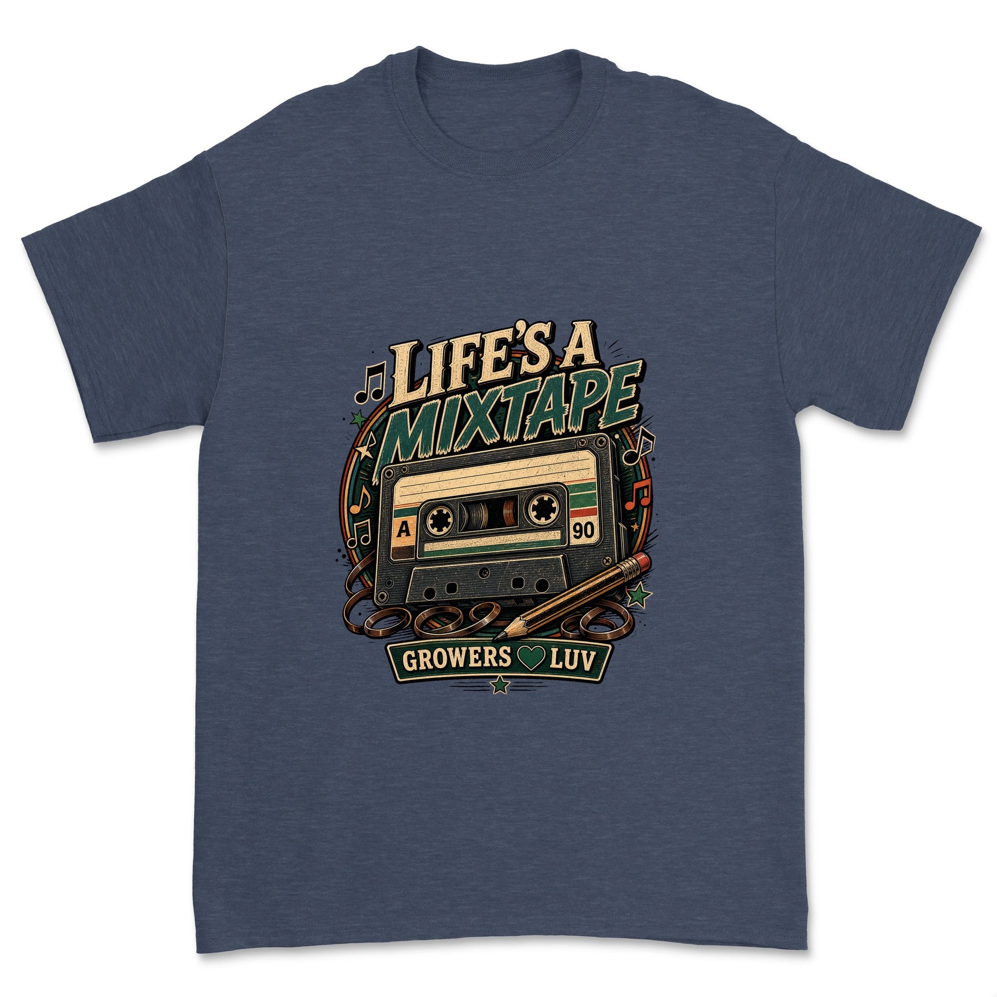 Lifes A Mixtape Men's Gildan Graphic Tee in Heather Navy