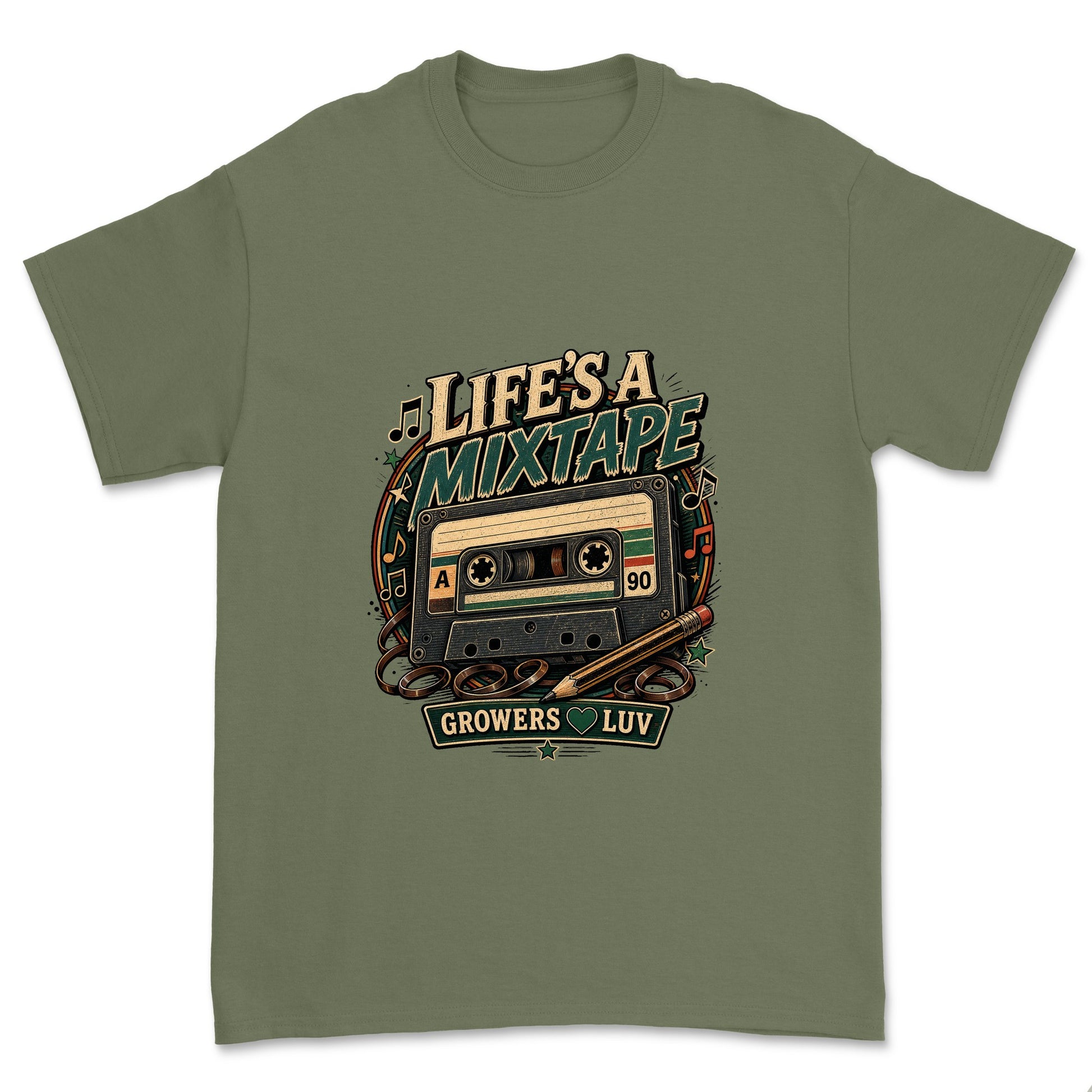 Lifes A Mixtape Men's Gildan Graphic Tee in Military Green
