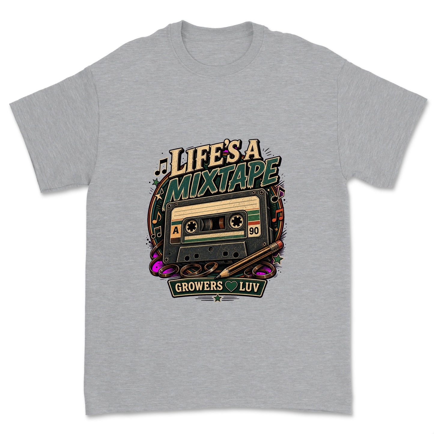 Lifes A Mixtape Men's Gildan Graphic Tee in Sport Grey Heather