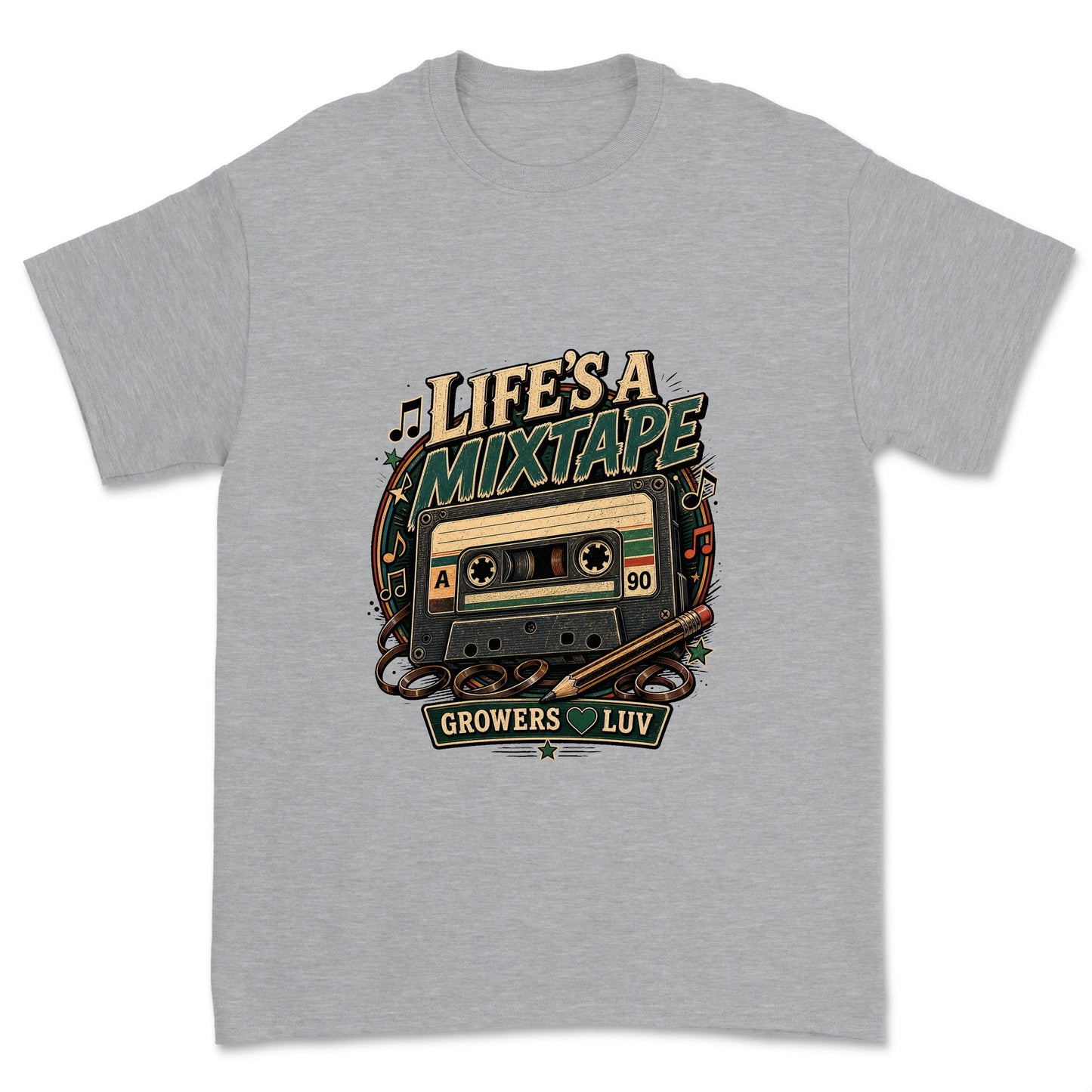 Lifes A Mixtape Men's Gildan Graphic Tee in Sport Grey Heather