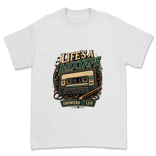 Lifes A Mixtape Men's Gildan Graphic Tee in White