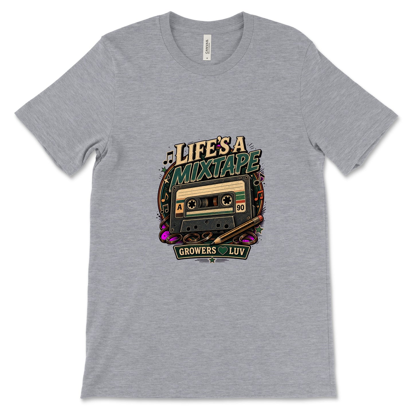 Lifes A Mixtape Women's Bella Canvas Graphic Tee in Athletic Heather