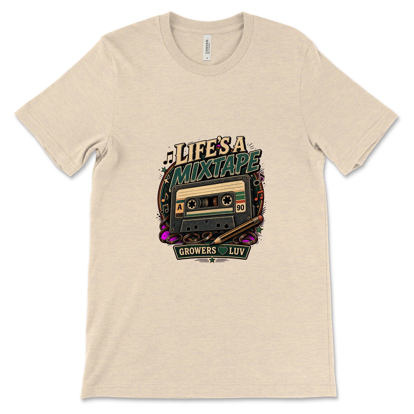 Lifes A Mixtape Women's Bella Canvas Graphic Tee in Heather Dust