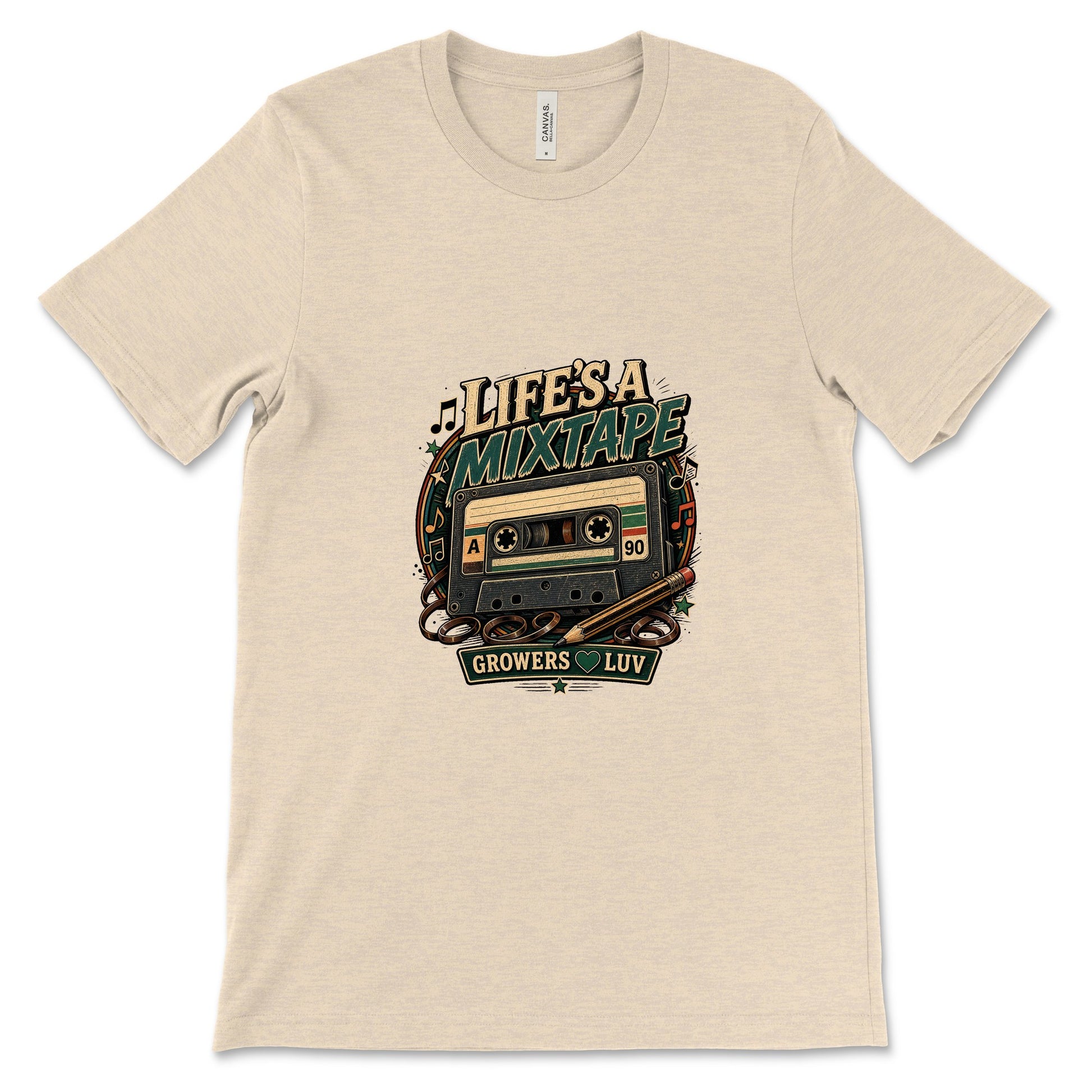 Lifes A Mixtape Women's Bella Canvas Graphic Tee in Heather Dust