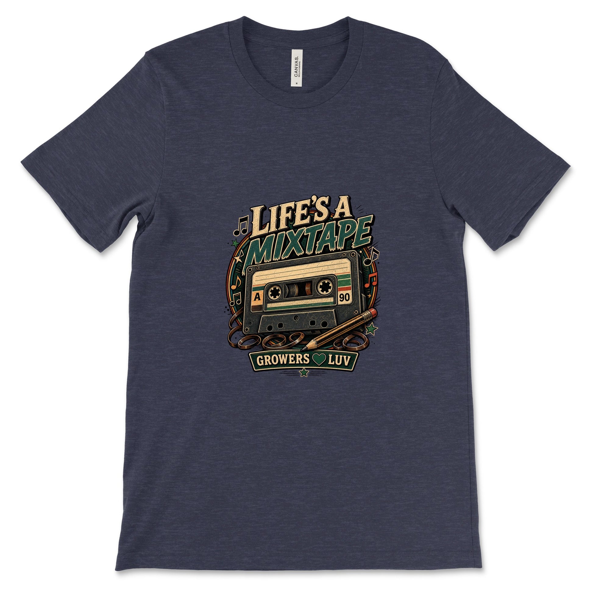 Lifes A Mixtape Women's Bella Canvas Graphic Tee in Heather Midnight Navy