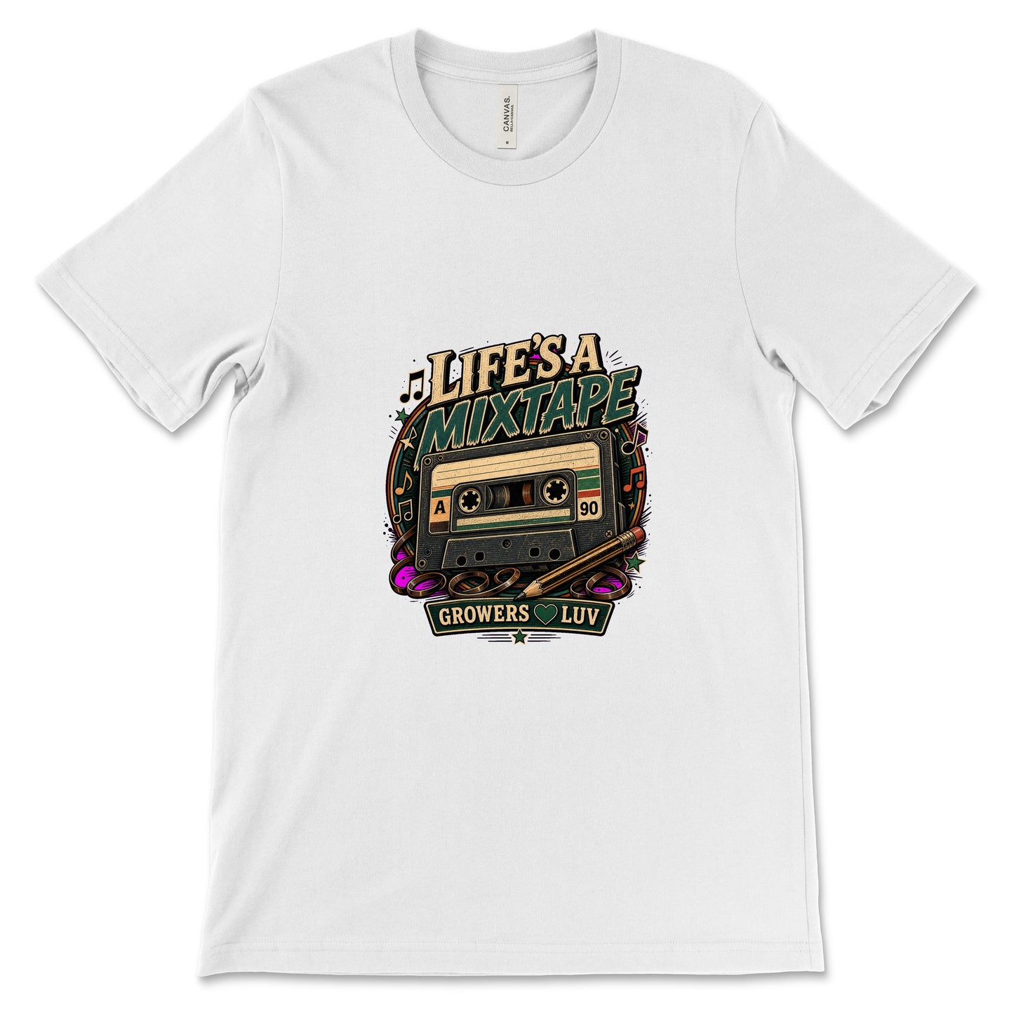 Lifes A Mixtape Women's Bella Canvas Graphic Tee in White