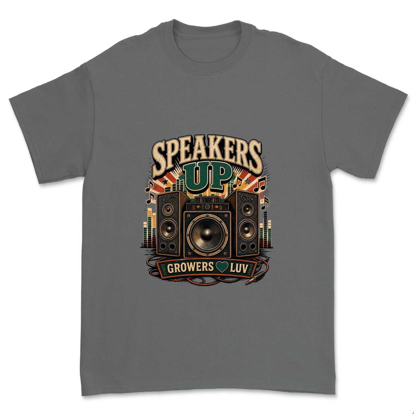 Speakers Up Men's Gildan Graphic Tee in Charcoal