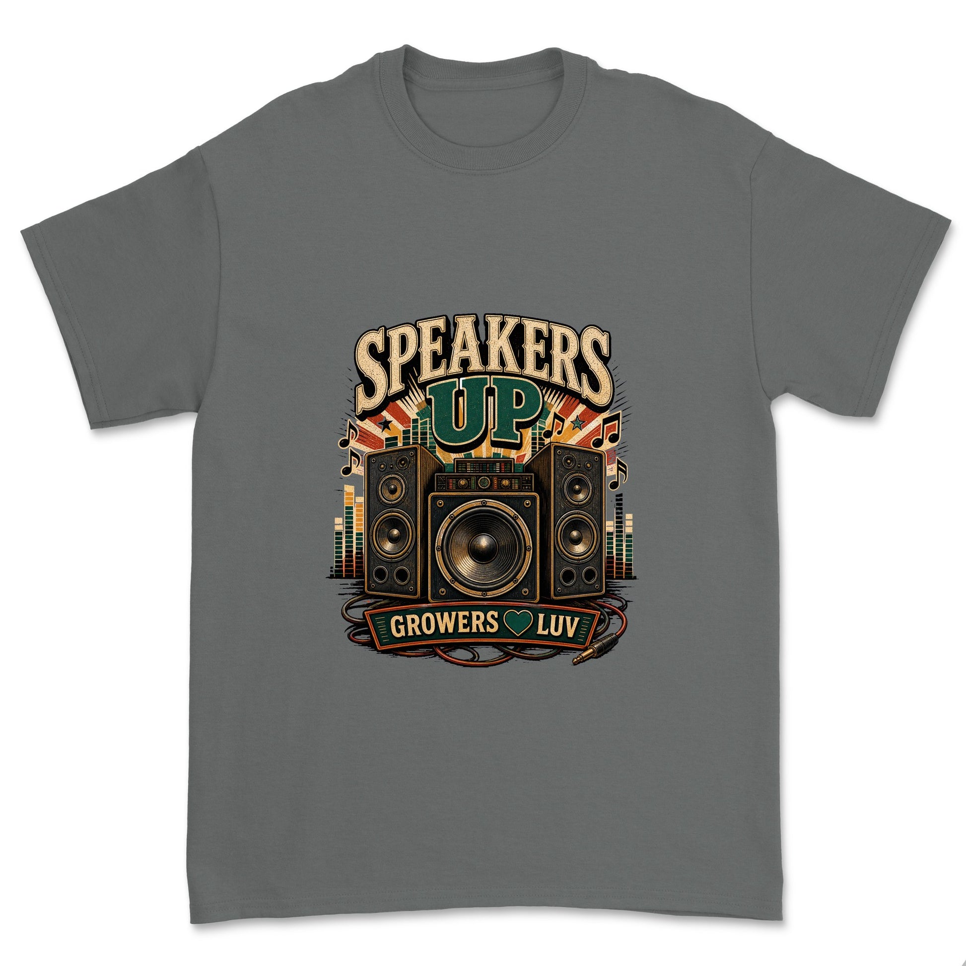 Speakers Up Men's Gildan Graphic Tee in Charcoal