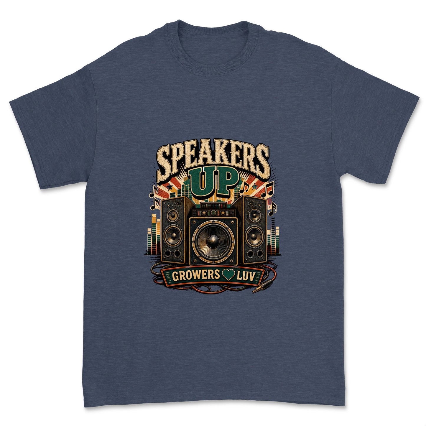 Speakers Up Men's Gildan Graphic Tee in Heather Navy