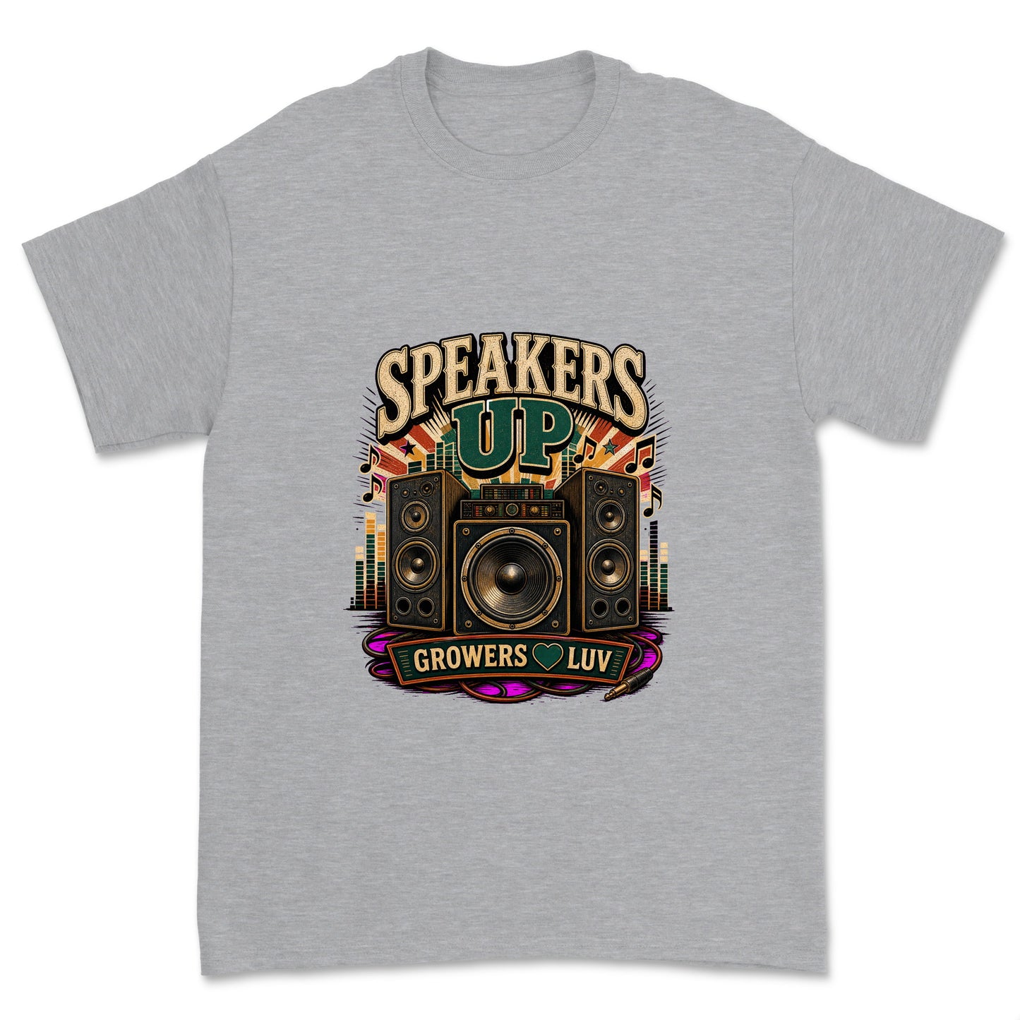 Speakers Up Men's Gildan Graphic Tee in Sport Grey Heather