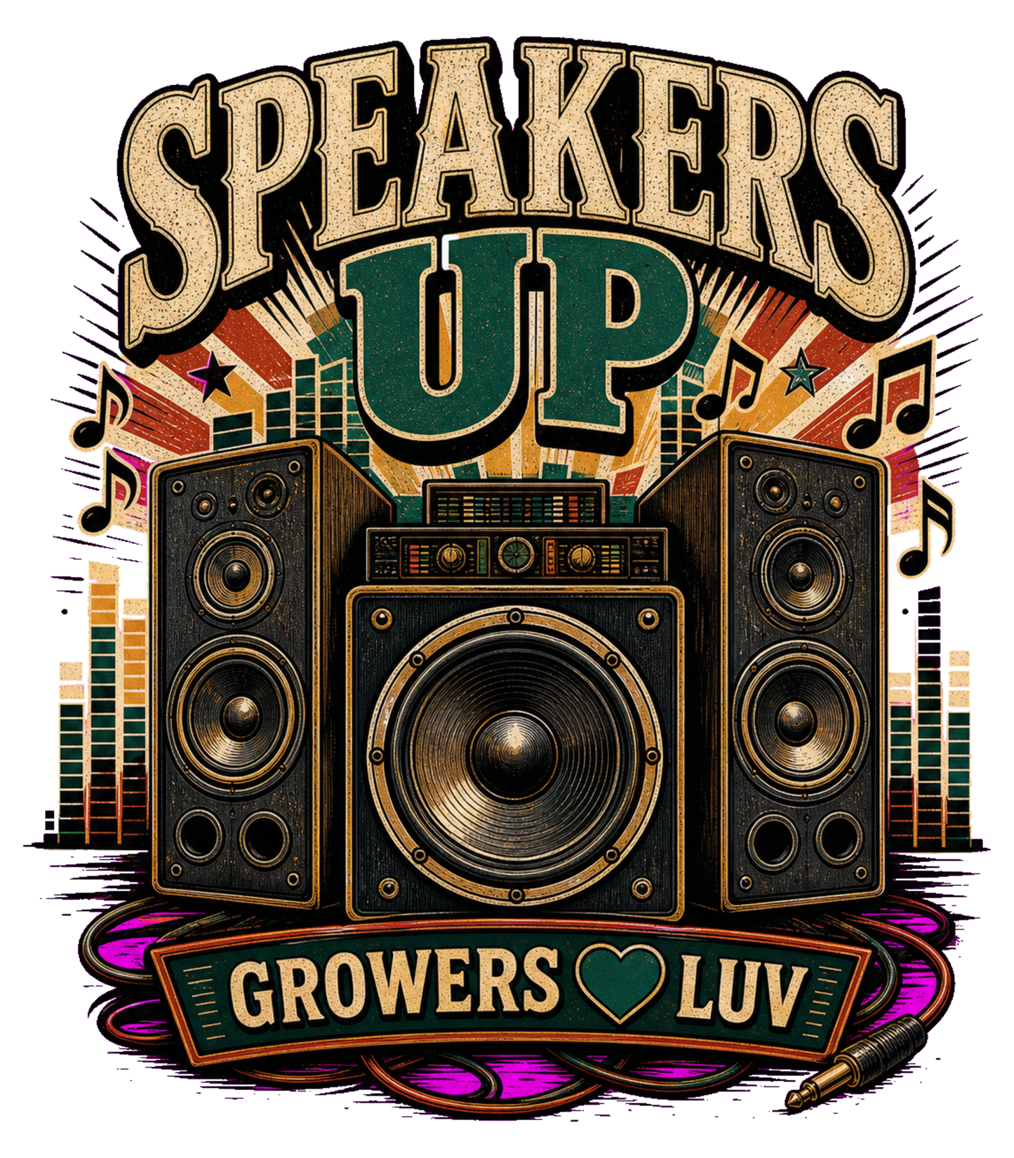 Speakers Up Women's Bella Canvas Graphic Tee artwork detail