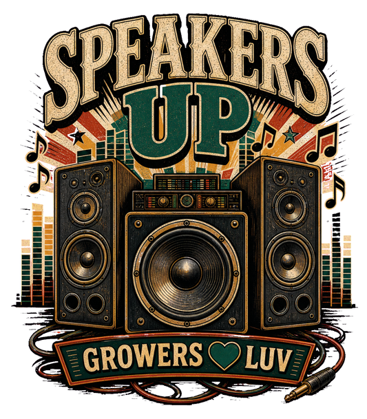 Speakers Up Large Natural Tote Bag artwork detail