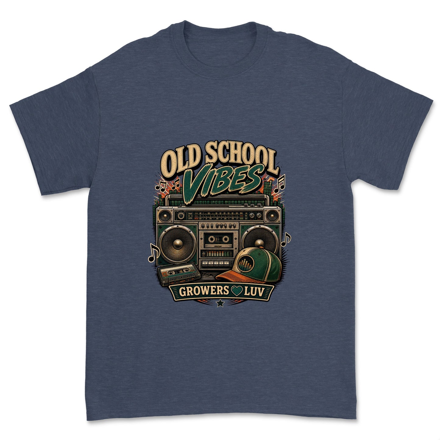 Old School Vibes Men's Gildan Graphic Tee in Heather Navy