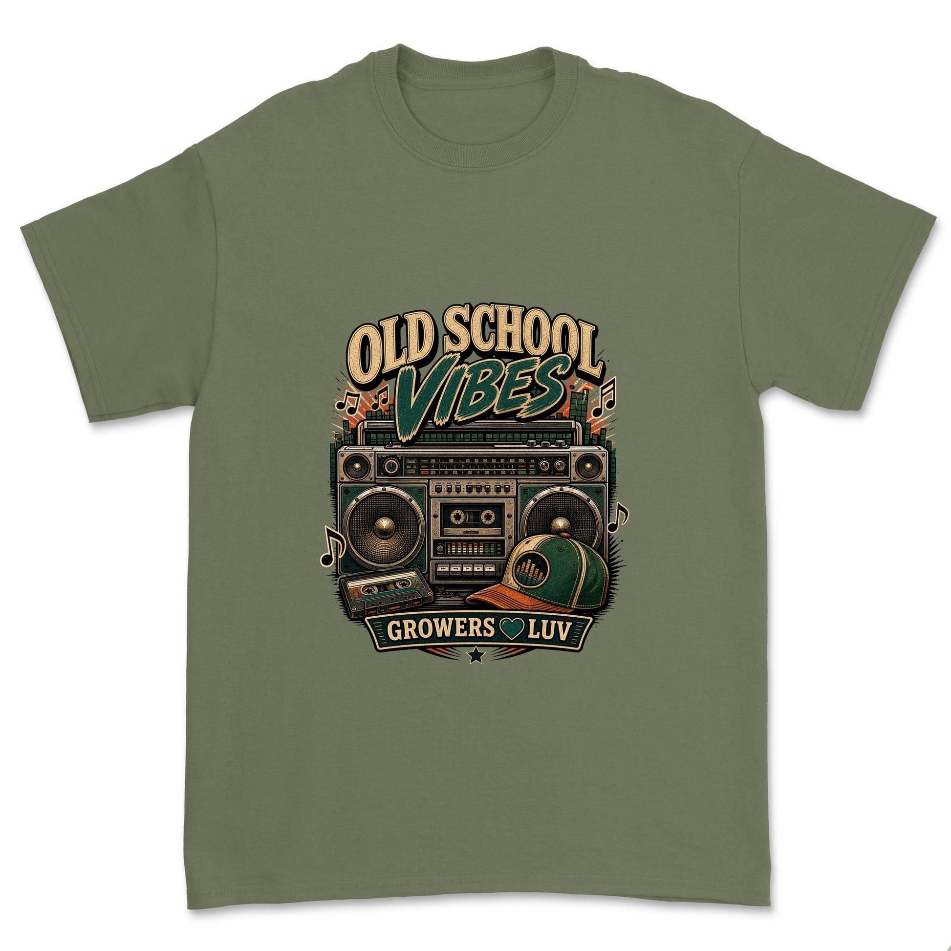 Old School Vibes Men's Gildan Graphic Tee in Military Green