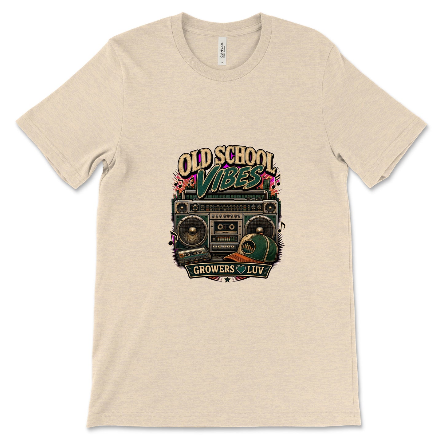 Old School Vibes Women's Bella Canvas Graphic Tee in Heather Dust