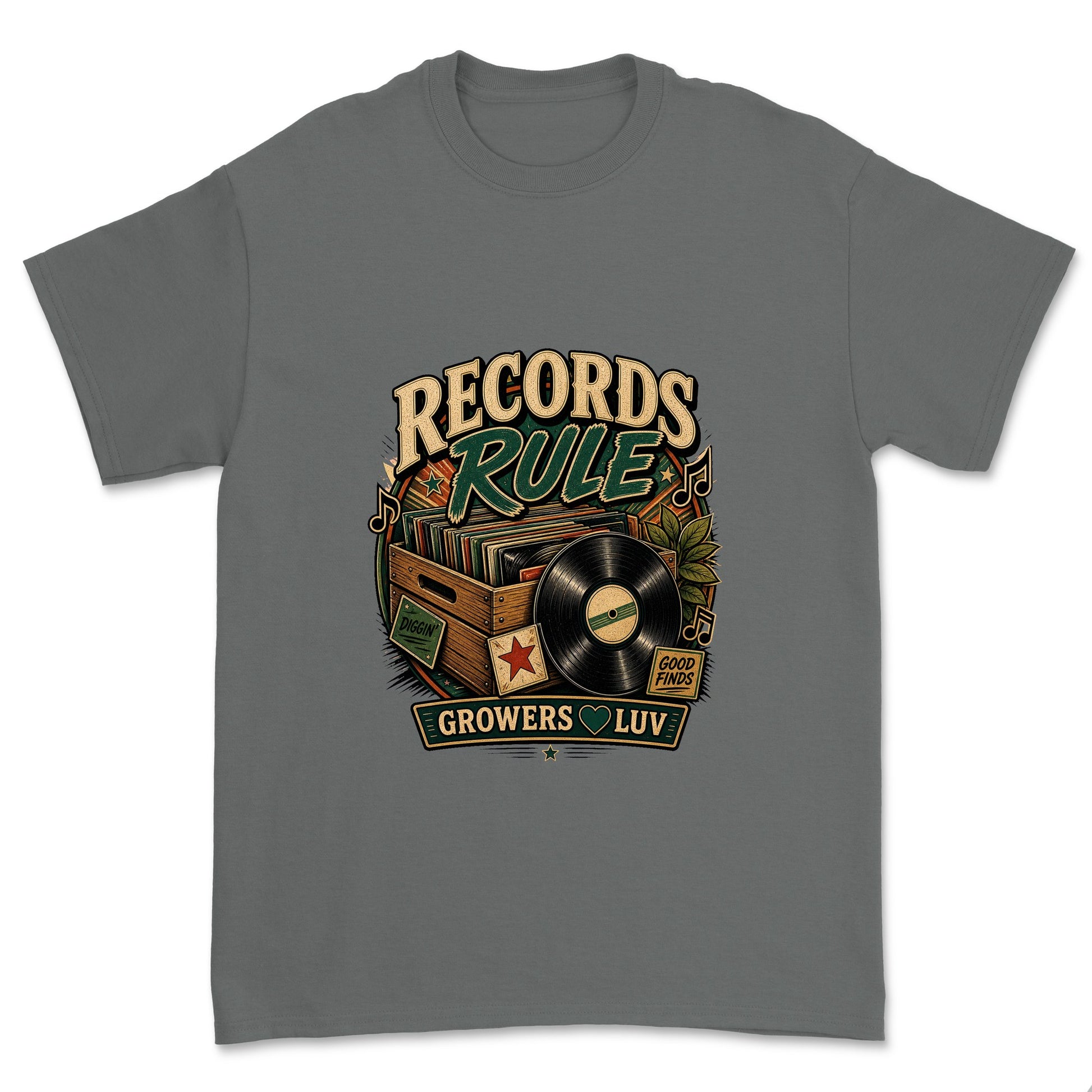 Records Rule Men's Gildan Graphic Tee in Charcoal