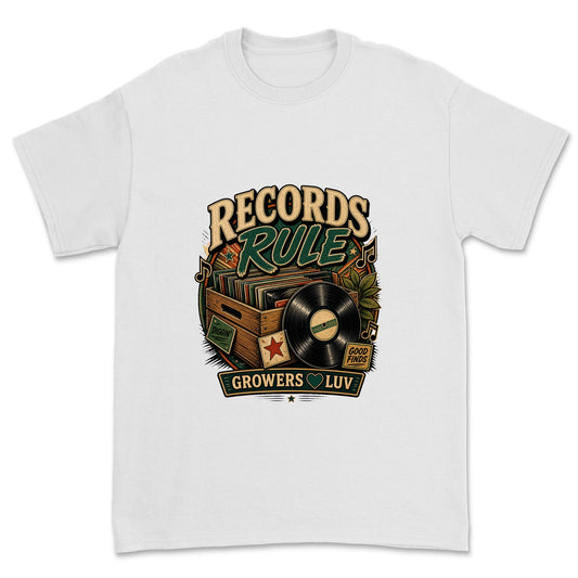Records Rule Men's Gildan Graphic Tee in White