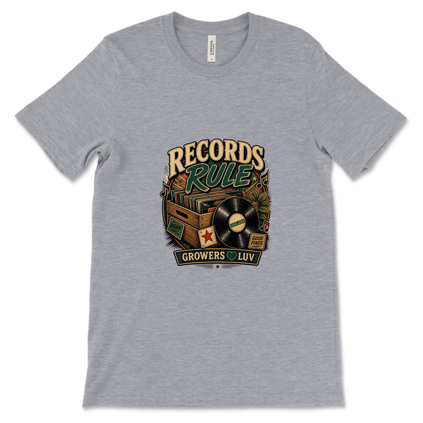 Records Rule Women's Bella Canvas Graphic Tee in Athletic Heather
