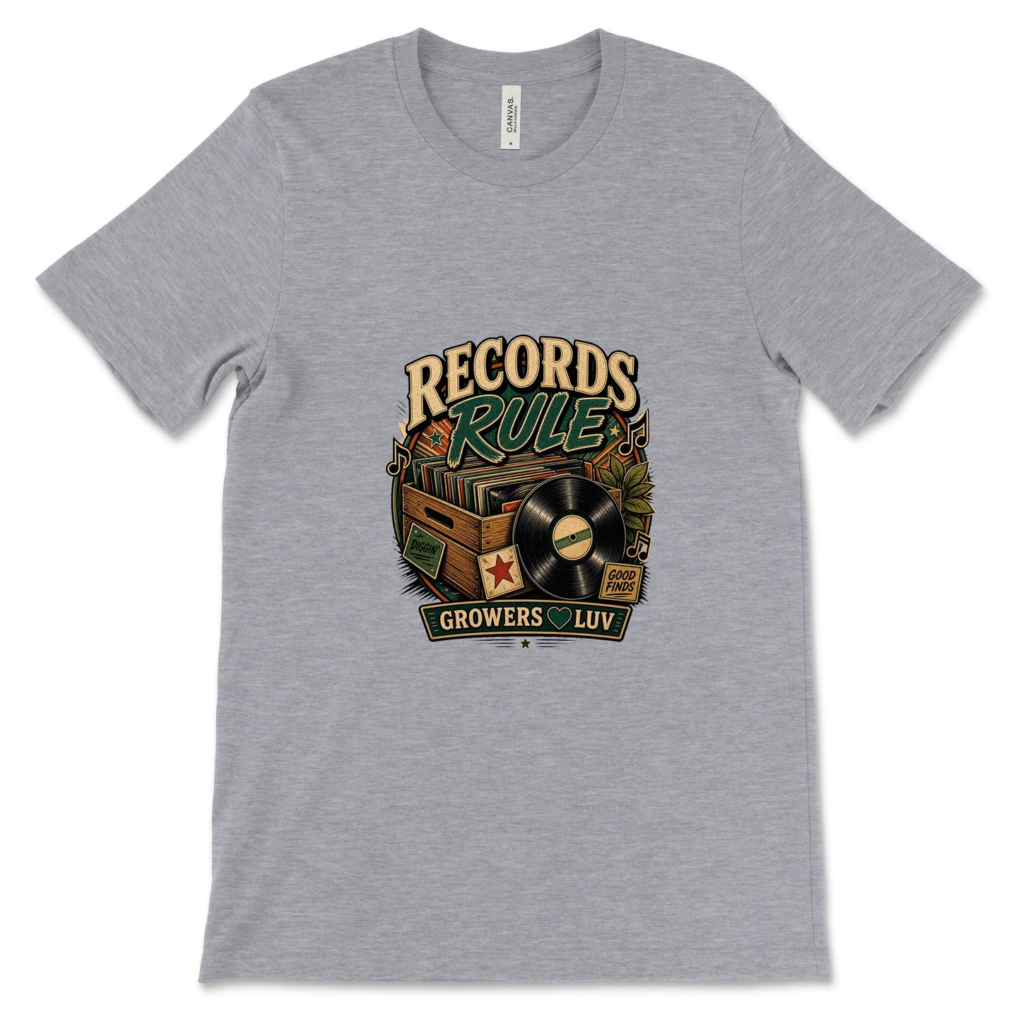 Records Rule Women's Bella Canvas Graphic Tee in Athletic Heather